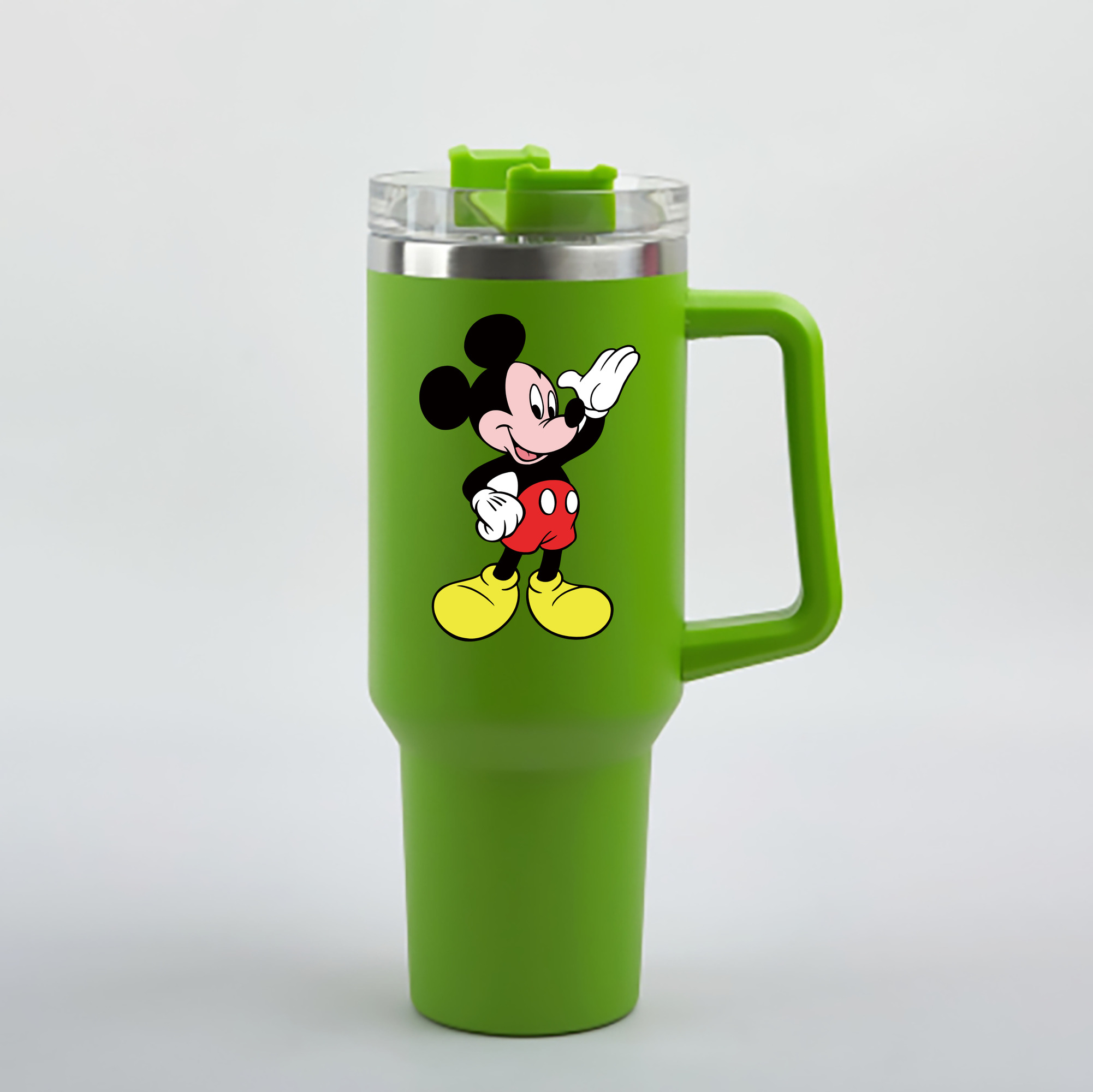 （画像用） ミッキーマウス Mickey Mouse 1200mL車用タンブラー - クリスタルステッカー（プラスチックストロー付き）